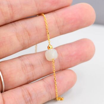 Genuine Milky Jade Cz Floating Bracelet Sterling Silver, 4 of 10
