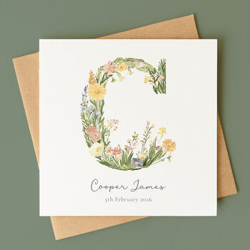 Personalised Botanical New Baby Card, 2 of 4