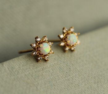 Opal Flower Stud Earrings, 4 of 7