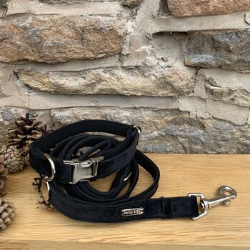 Christmas Black Velvet Festive Dog Collar Lead Gift Set, 2 of 2