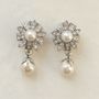 Antique Style Flower Pearl Clip On Earrings, thumbnail 1 of 6