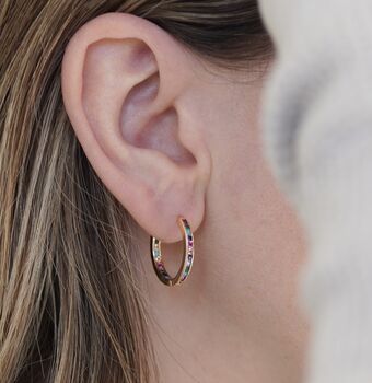Rainbow Pavé Jewelled Hoop Earrings, 2 of 6