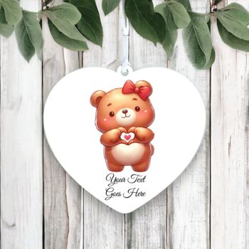 Personalised Cute Bear Love Heart Hand, 2 of 2