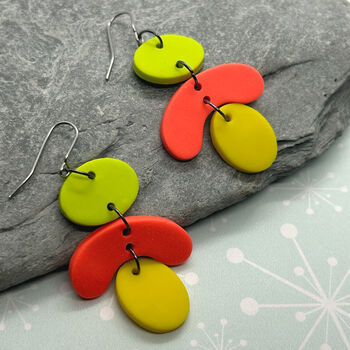 Petals Coloured Polymer Clay Earrings Collection Two, 3 of 7