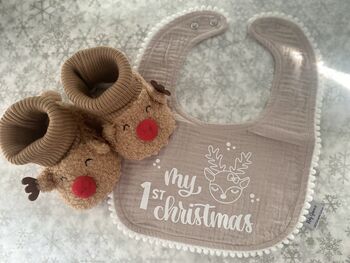 'My First Christmas' Bib And Booties Gift Set, 7 of 7
