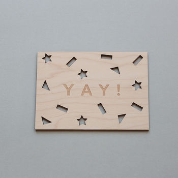 Yay Wooden Greeting Card, 3 of 4