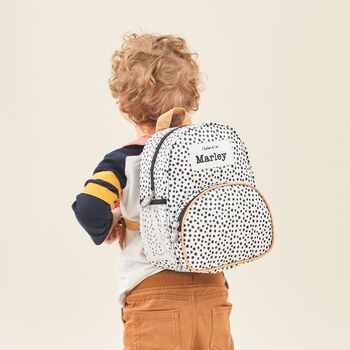 Personalised Black And White Polka Dot Backpack, 2 of 8