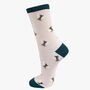 Women's Bamboo Socks Busy Bumblebees Cream, thumbnail 1 of 2