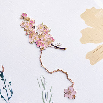 Cherry Blossom Enamelled Bookmark Engraved With Initial, 2 of 7