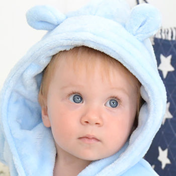 Personalised Blue Hooded Fleece Dressing Gown, 2 of 5