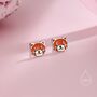 Sterling Silver Enamel Cute Red Panda Stud Earrings, thumbnail 1 of 11