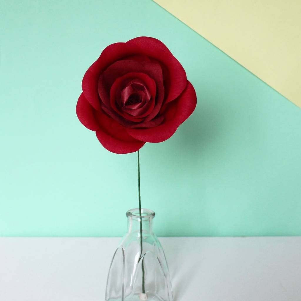 classic red paper rose by paper posies