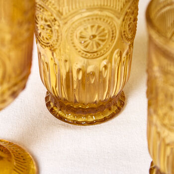 Set Of Four Zamora Amber Highball Tumblers, 4 of 7