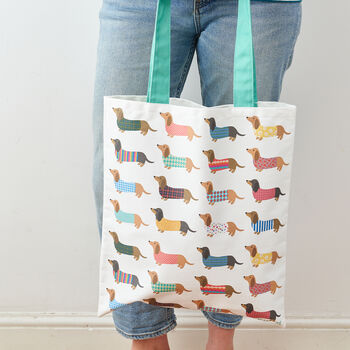Dashing Dachshunds Bag In Cotton Canvas, 2 of 4