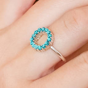 Halo Radiance Turquoise Ring In Silver, 1 of 12