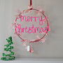 Merry Christmas Satin Bow Light Up Wreath | Handmade Holiday Decoration, thumbnail 2 of 5