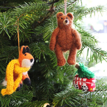 Handmade Needle Felt Grizzly Bear Hanging Decoration, 9 of 9