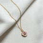 Pink Enamel Pansy Pendant 18k Gold Necklace, thumbnail 1 of 3