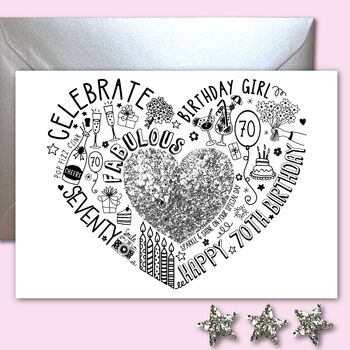 70th Birthday Girl Sparkle Card, 11 of 12