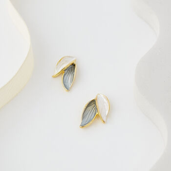Layered Double Leaf Stud Earrings, 3 of 3