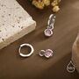 Sterling Silver October Birthstone Tourmaline Pink Crystal Drop Hoop Earrings, thumbnail 3 of 11