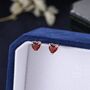 Natural Garnet Heart Stud Earrings In Sterling Silver, thumbnail 1 of 12