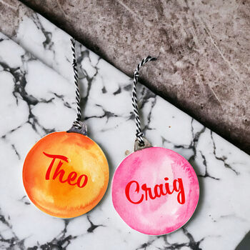 Personalised Watercolour Design Leather Bauble, 3 of 4