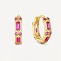 Pink Crystal Huggie Hoop Earrings 925 Silver, thumbnail 1 of 7