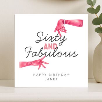 60th Birthday Card For Her, Sixty And Fabulous Funny Custom Card, 7 of 8