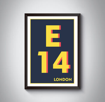 E14 East Ham Typography Postcode Print, 8 of 10