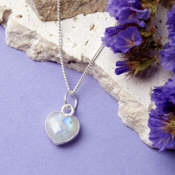 Healing Rainbow Moonstone Gemstone Silver Necklace, 2 of 10