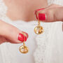 Citrine Hammered Gold Plated Silver Drop Earrings, thumbnail 10 of 10