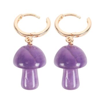 Gifts For Her Mushroom Earrings Amethyst Crystal Jewellery, 4 of 5