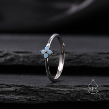 Blue Hydrangea Cz Flower Minimalist Ring, 6 of 10