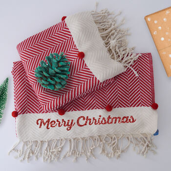 Personalised Handwoven Christmas Cozy Throw, 5 of 8