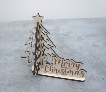 3D Wood Christmas Tree Keepsake Postcard, 2 of 4