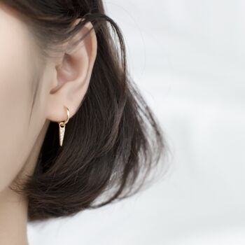 Sterling Silver Crystal Spike Drop Hoop Earrings, 3 of 7