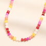 Pink And Burgundy Beaded Necklace In Gold Plating, thumbnail 1 of 2