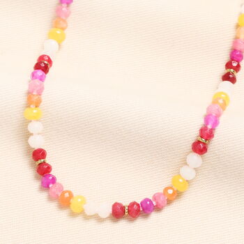 Pink And Burgundy Beaded Necklace In Gold Plating, 2 of 4