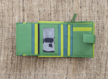 Personalised Lime And Green Small Leather Purse Wallet, 10 of 12