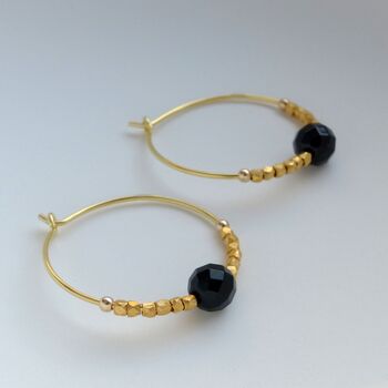 Black Onyx Stone Fair Trade Hoop Earrings 25mm, 6 of 6