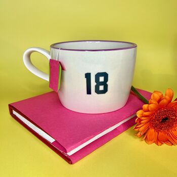 Happy Eight Tea Nth Birthday Hidden Message Mug, 2 of 3