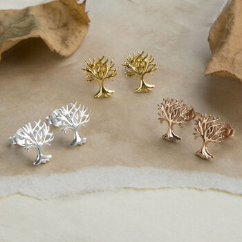 Sterling Silver Or Gold Plated Tree Stud Earrings, 2 of 12
