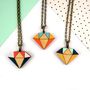 Geometric Wooden Crystal Diamond Necklace, thumbnail 2 of 6