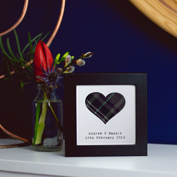 Personalised Wedding Frame With Scottish Tartan Heart, 2 of 4