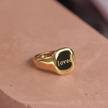‘Loved’ Engraved Signet Ring, 3 of 7