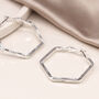 Silver Plated Large Hexagon Hoop Earrings, thumbnail 3 of 4