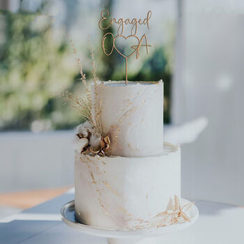 Engaged Cake Topper With Initials, 2 of 5