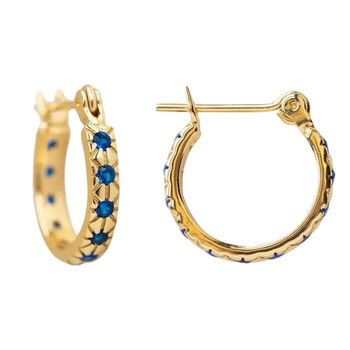 'Dina' Gold Plated Star Gem Hoop Earrings, 4 of 7