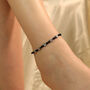 Black Beads Floral Indie Chain Boho Payal Anklet, thumbnail 2 of 8